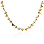 Multicolor and 18K Rose, white and Yellow Gold Diamond Necklace