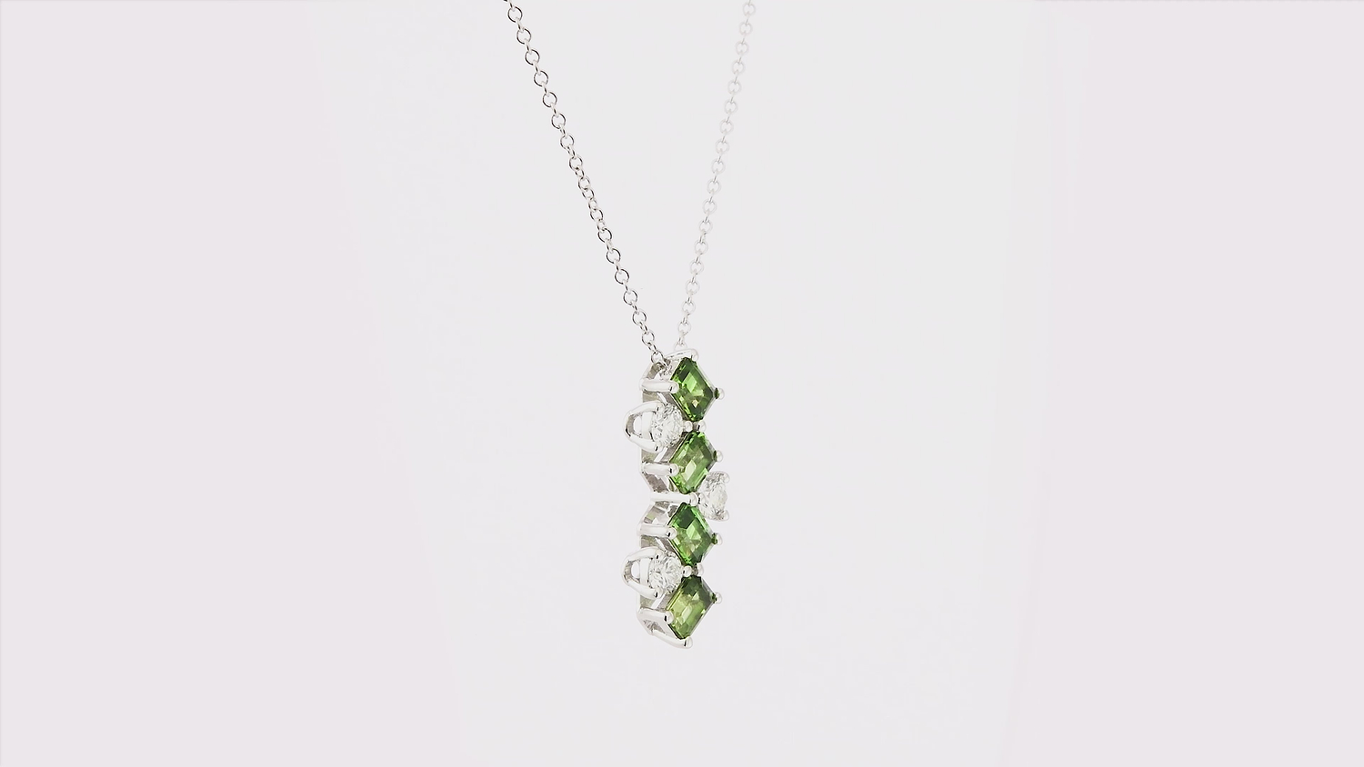 Green Tourmaline and Diamond Drop Pendant