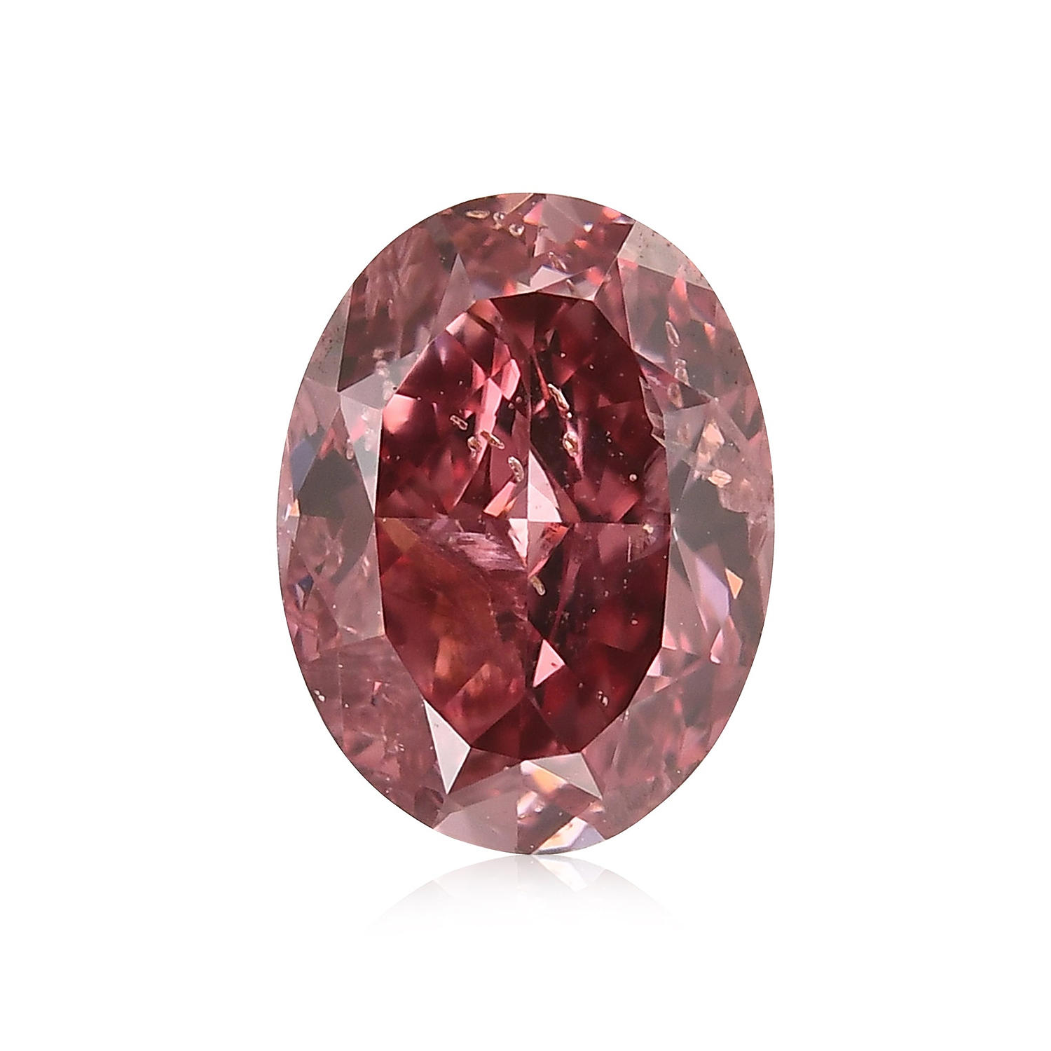 0.53 Carat Fancy Deep Pink Oval Diamond (I1) GIA