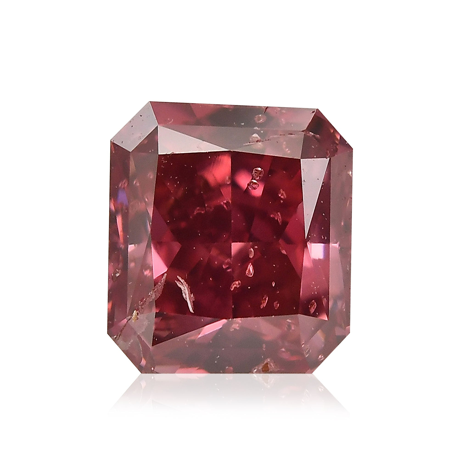 0.73 Carat Fancy Red Radiant Diamond I1 GIA