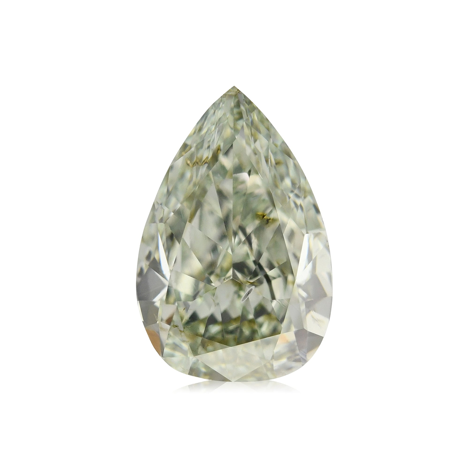 1.35 Carat Fancy Yellowish Green Pear Diamond SI2 GIA