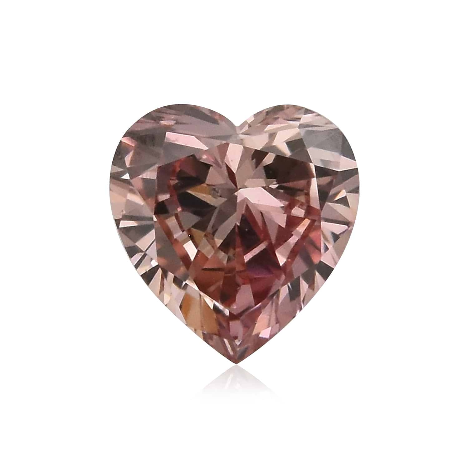 0.12 Carat Fancy Orangy Pink HEART Diamond (SI2) GIA