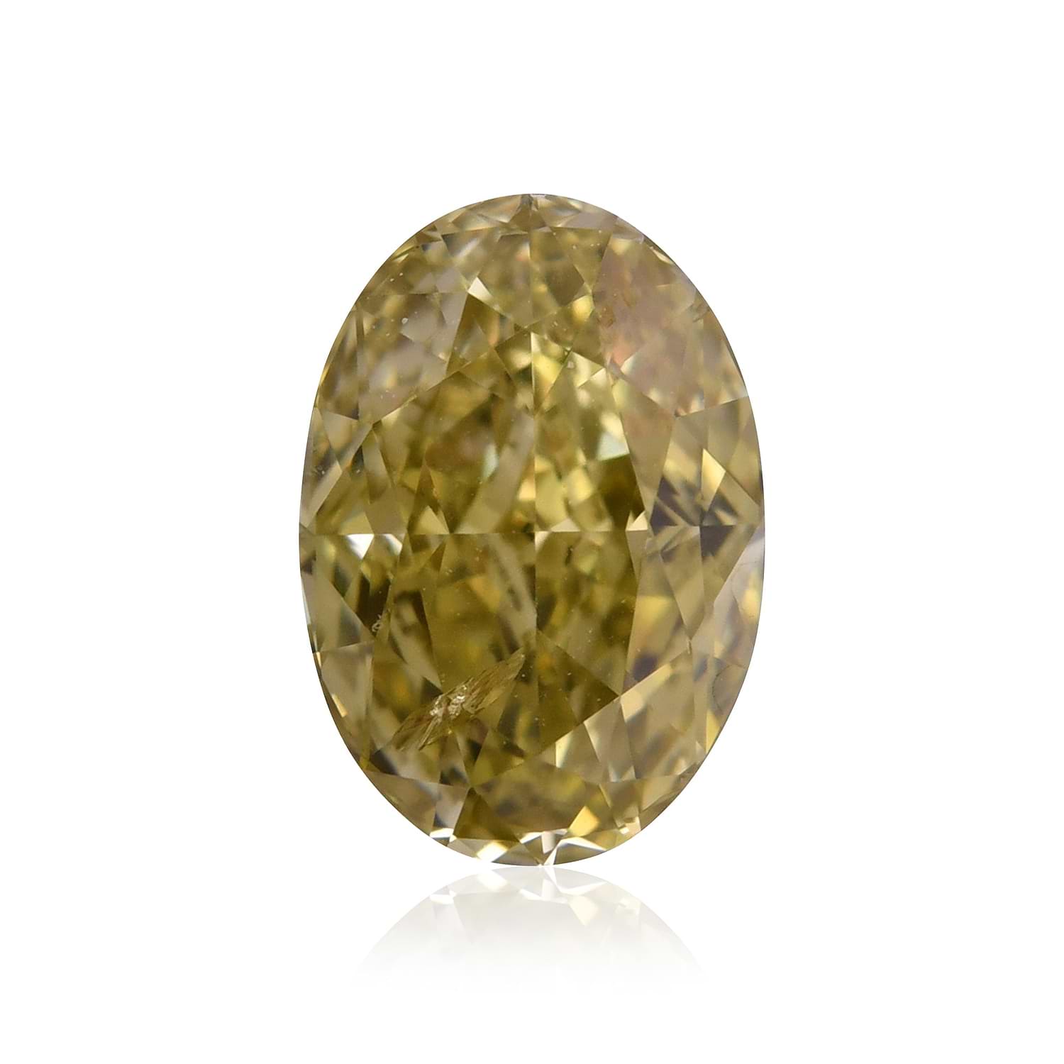 0.81 Carat Fancy Deep Brownish Greenish Yellow Oval Diamond I1 GIA