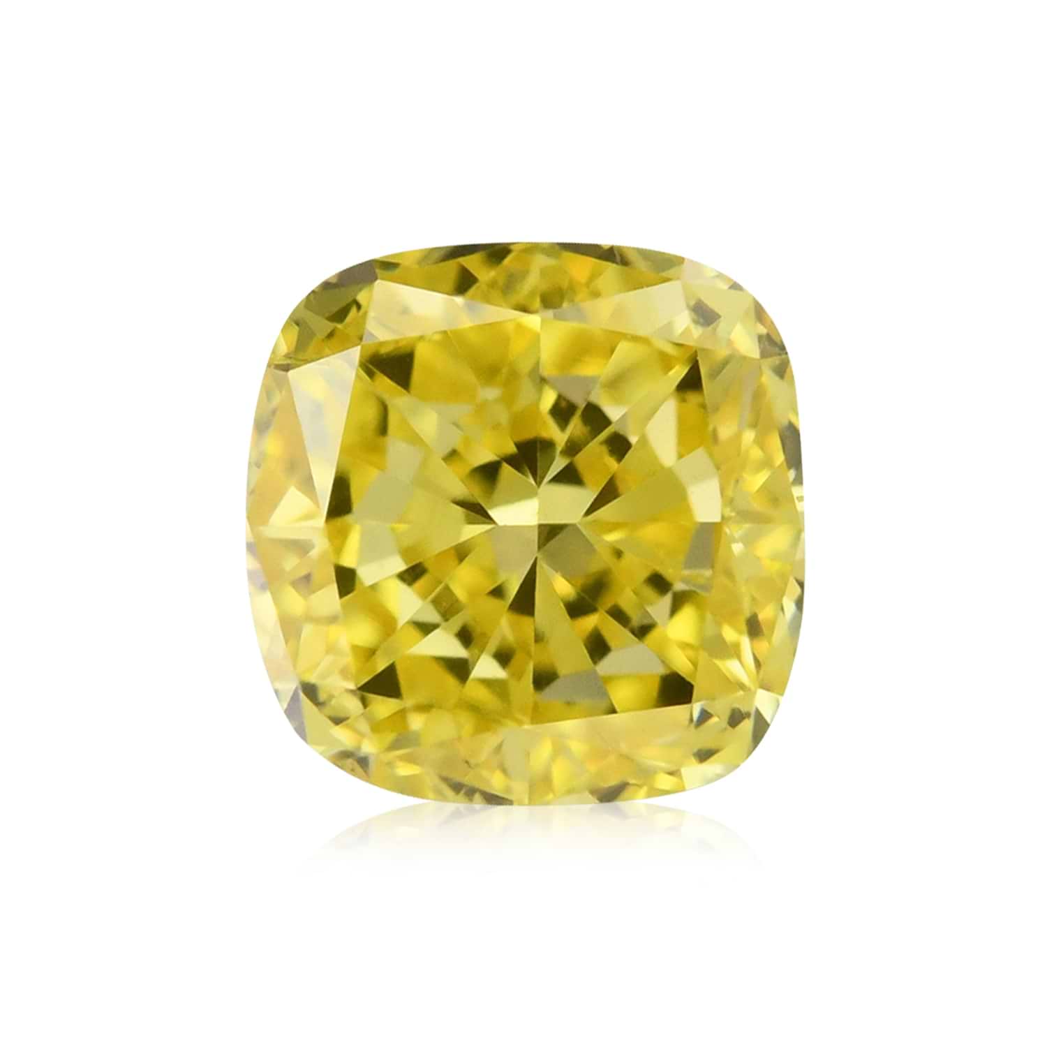 0.59 Carat Fancy Vivid Yellow Cushion Diamond SI2 GIA