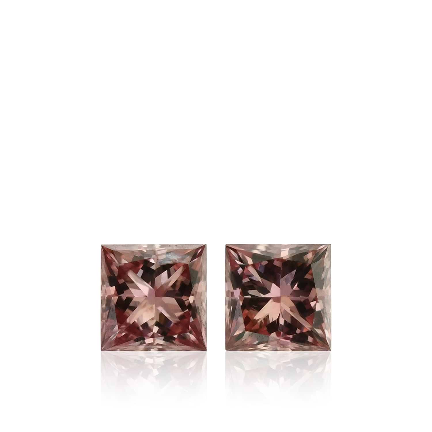 0.16 Carat Fancy Deep Orangy Pink Princess Diamonds (SI1)