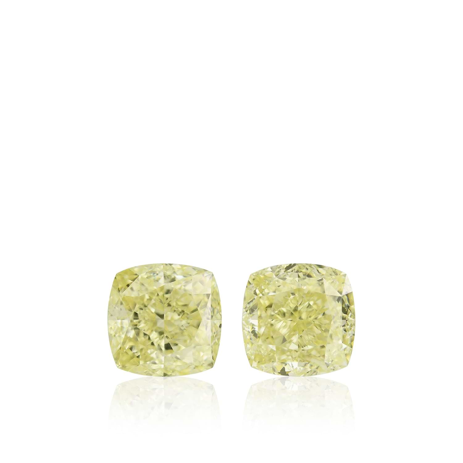3.04 Carat Fancy Light Yellow Cushion Diamonds VS2