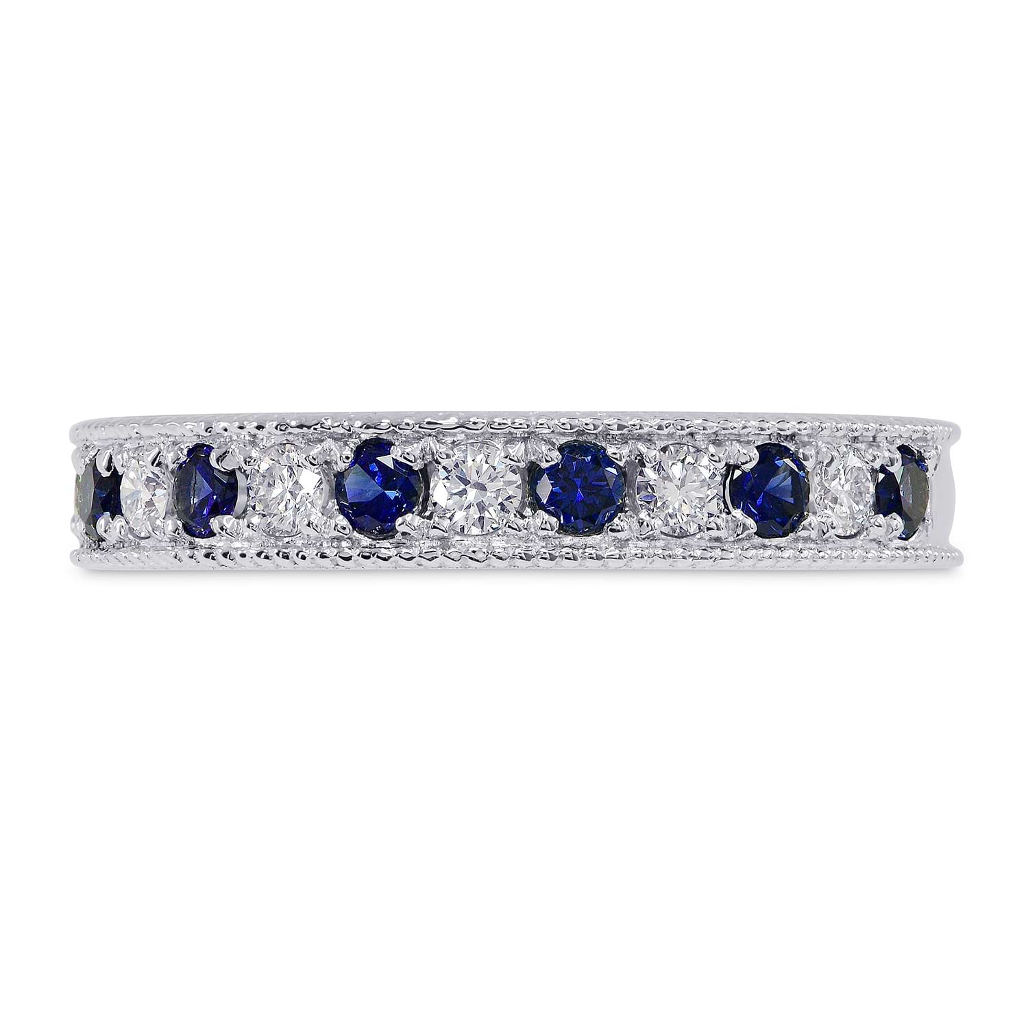 Milgrain Sapphire and Diamond Band Ring