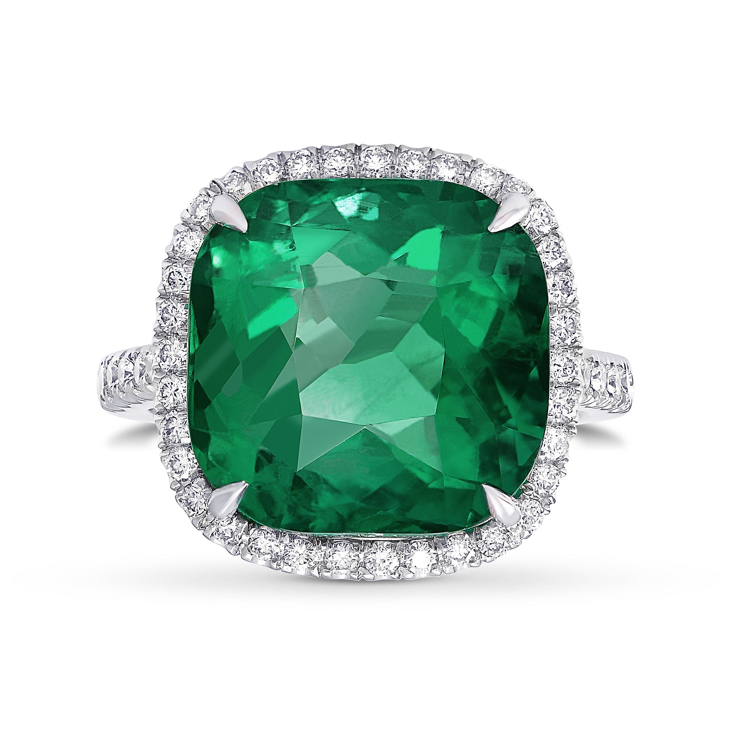 Extraordinary Colombian Cushion Emerald stone and Diamond Halo Engagement Ring CD GUBELIN