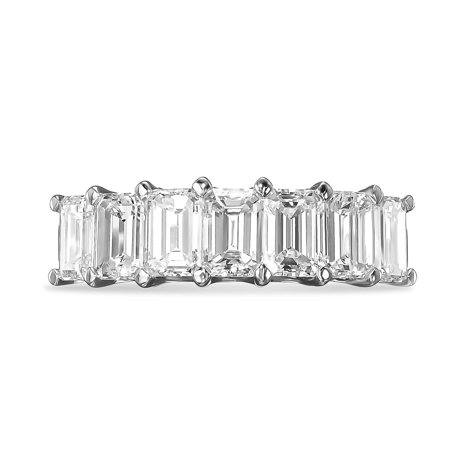 Colorless Emerald Half Diamond Eternity Band