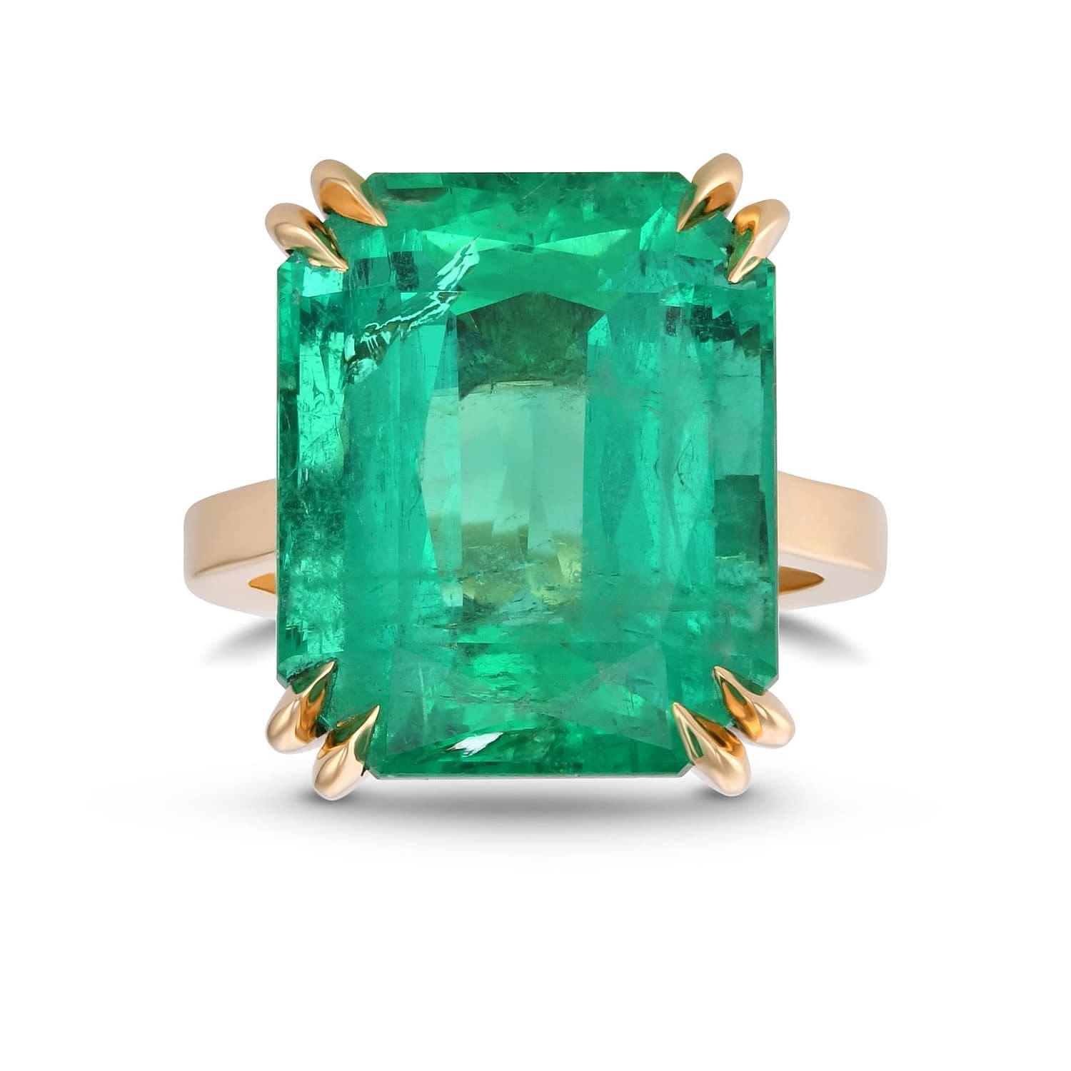Colombian Emerald stone No Oil Solitaire Engagement Ring AGL GRS