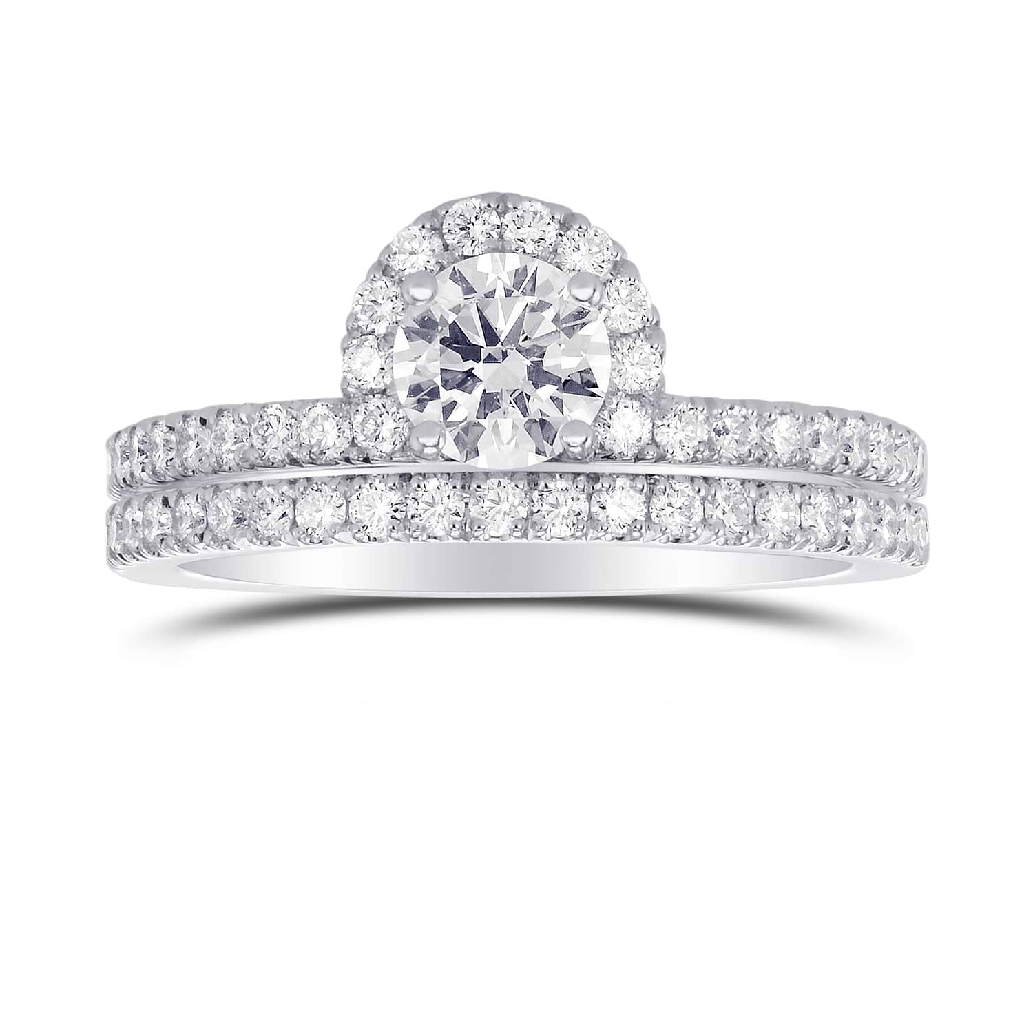 Round Brilliant Wedding Set Ring and Band