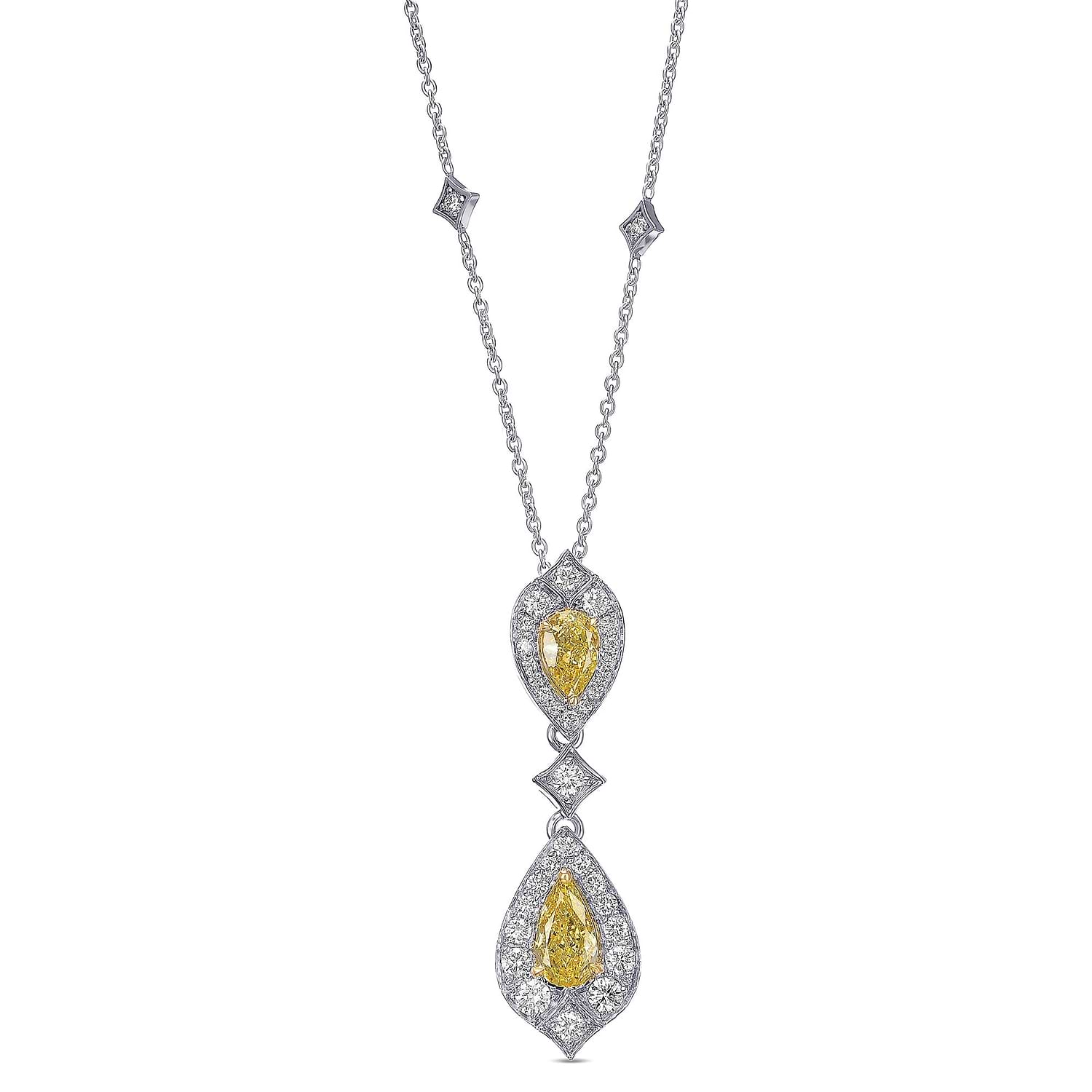 Fancy Intense Yellow Double Drop Diamond Pendant