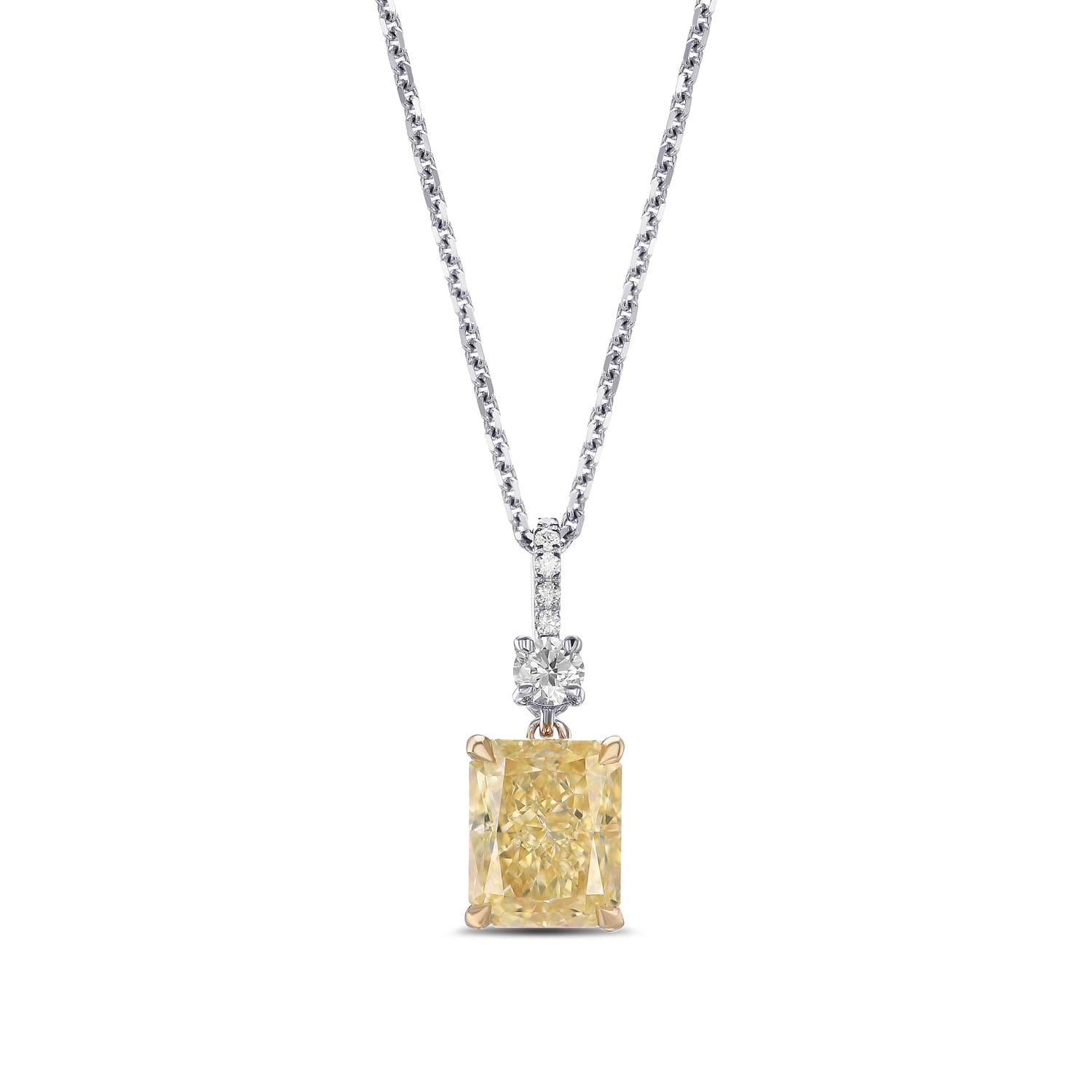 Fancy Light Yellow Radiant Drop Diamond Pendant