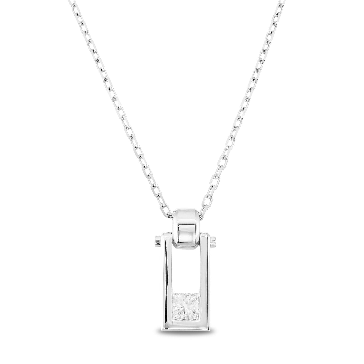 Princess-Cut White Diamond Men's Pendant