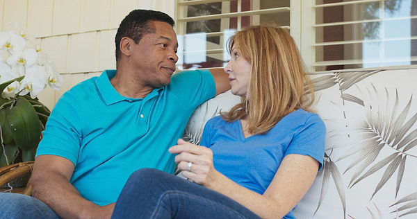 couple in their 50s talking about menopause