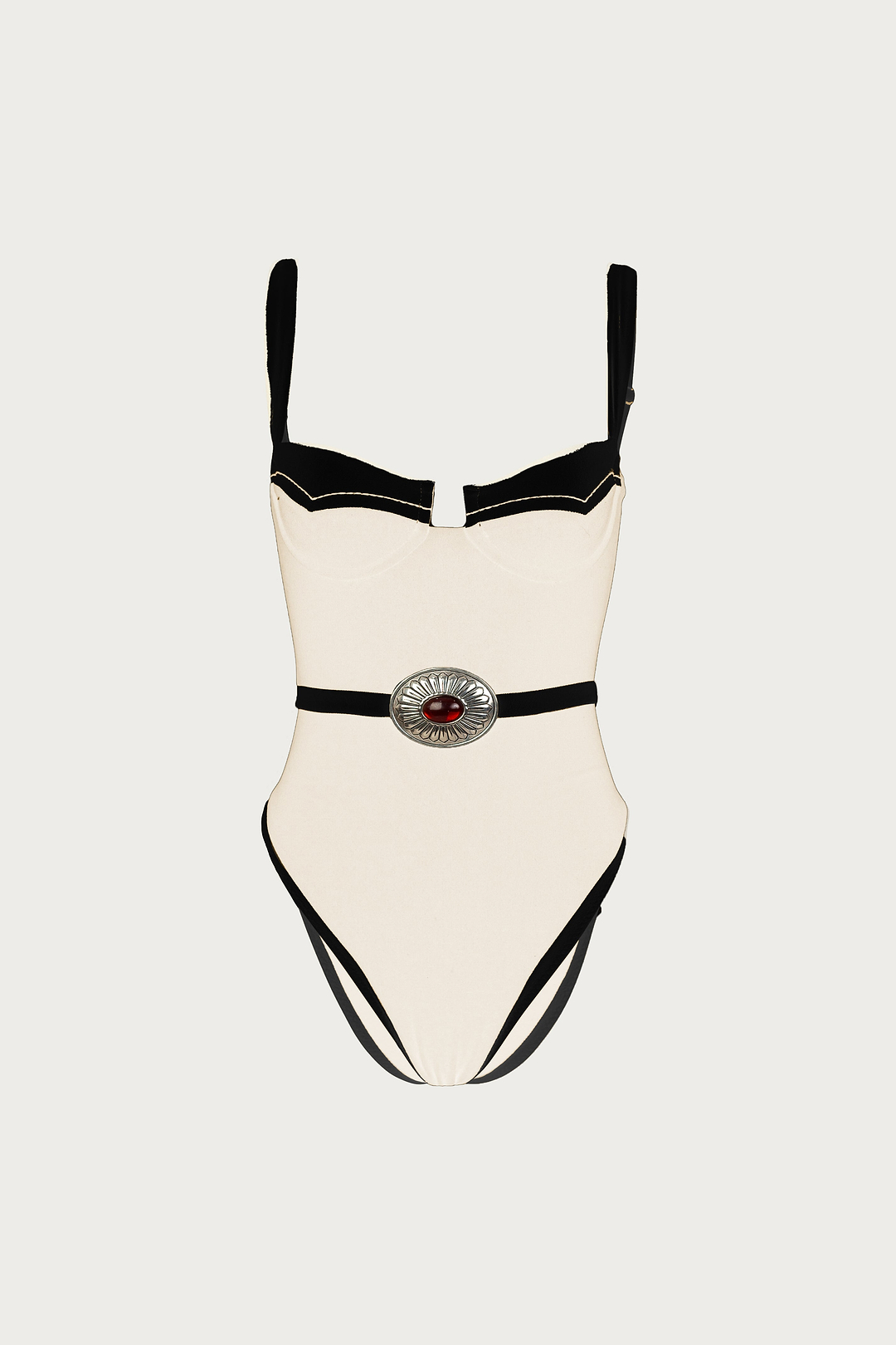 Western One Piece (Faux Suede Cream/Black)