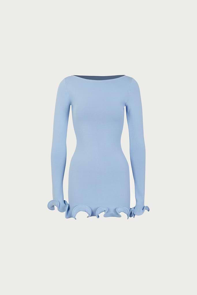 SAME Ruffle Hem Mini Dress | Light Blue