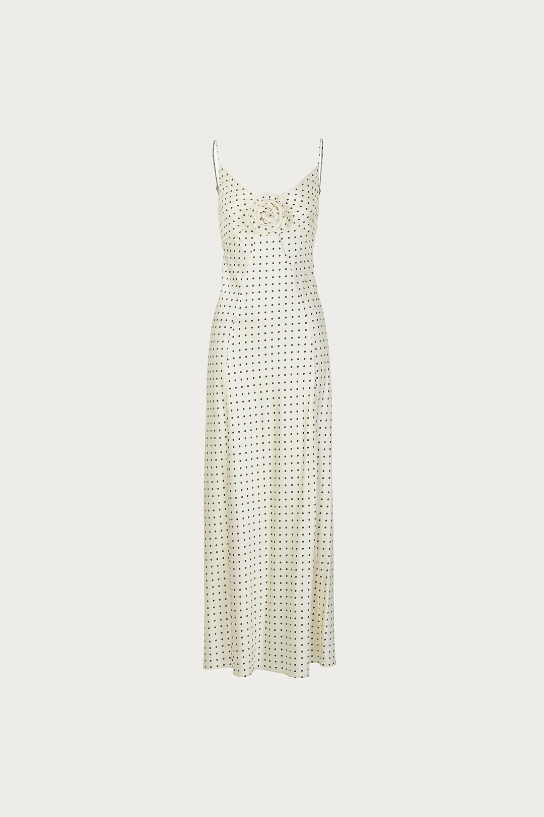 Deep V Rosette Gown (Cream Polka Dot)