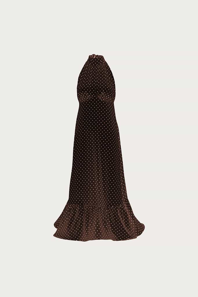 SAME Halter Flounce Midi Dress | Brown Polka Dot | Women's Dress XS / Brown Cream Polka Dot SAME Halter Flounce Midi Dress | Brown Polka Dot | Women's Dress XS / Brown Cream Polka Dot