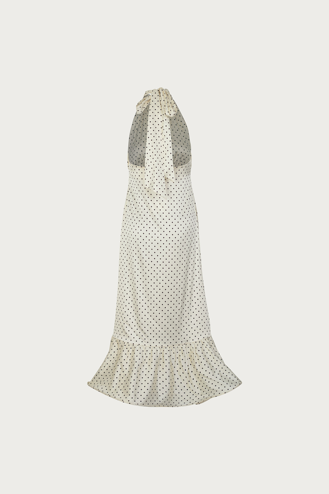 Halter Flounce Midi Dress (Cream Polka Dot)