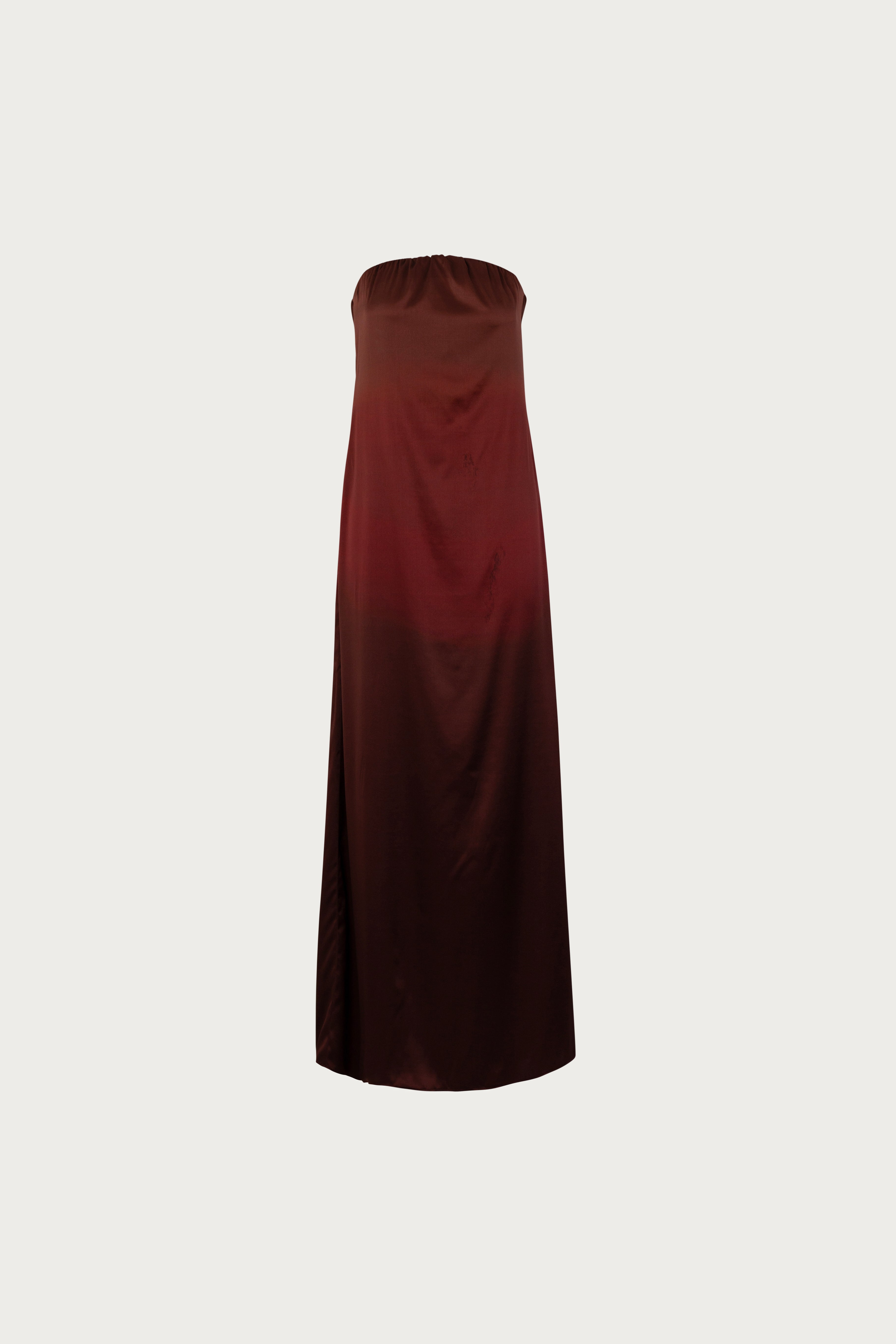 SAME Strapless Draped Maxi | Brown Ombre