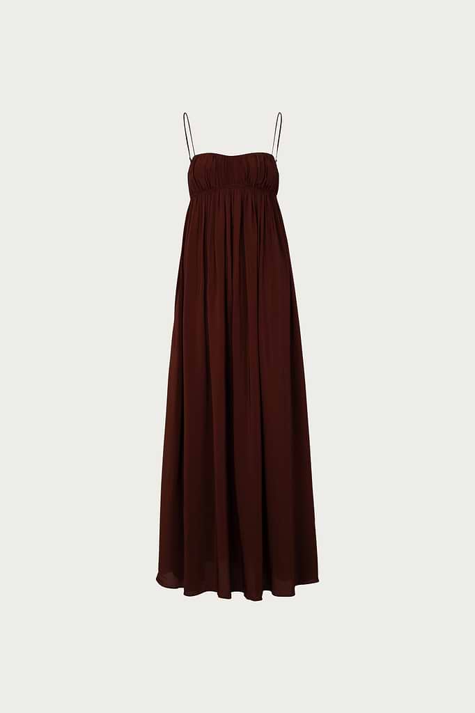 SAME Ruched Chiffon Dress | Chocolate Brown