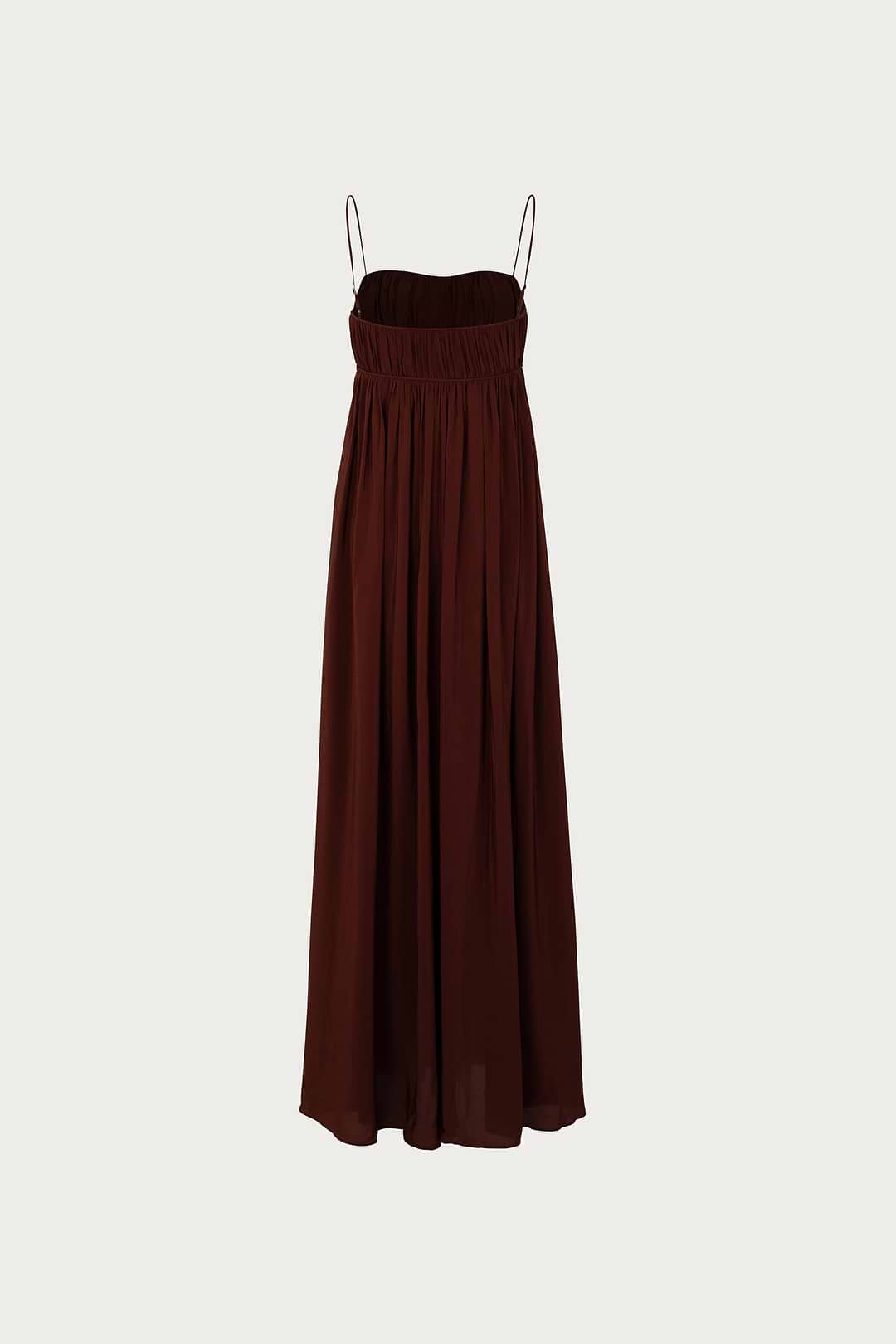 SAME Ruched Chiffon Dress | Chocolate Brown | Women's Maxi Dress XS / Chocolate Brown SAME Ruched Chiffon Dress | Chocolate Brown | Women's Maxi Dress XS / Chocolate Brown
