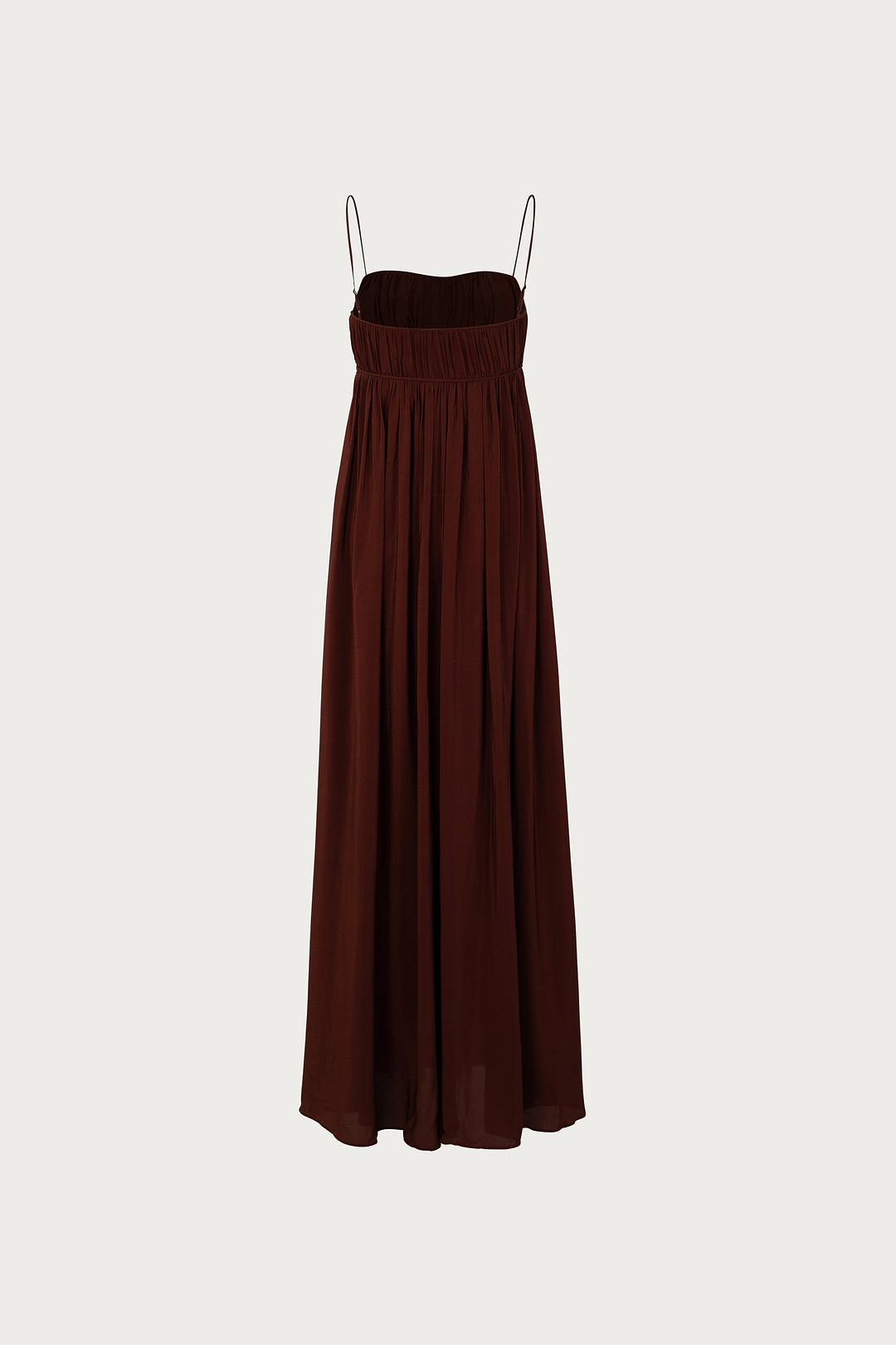 Ruched Chiffon Dress (Chocolate Brown)