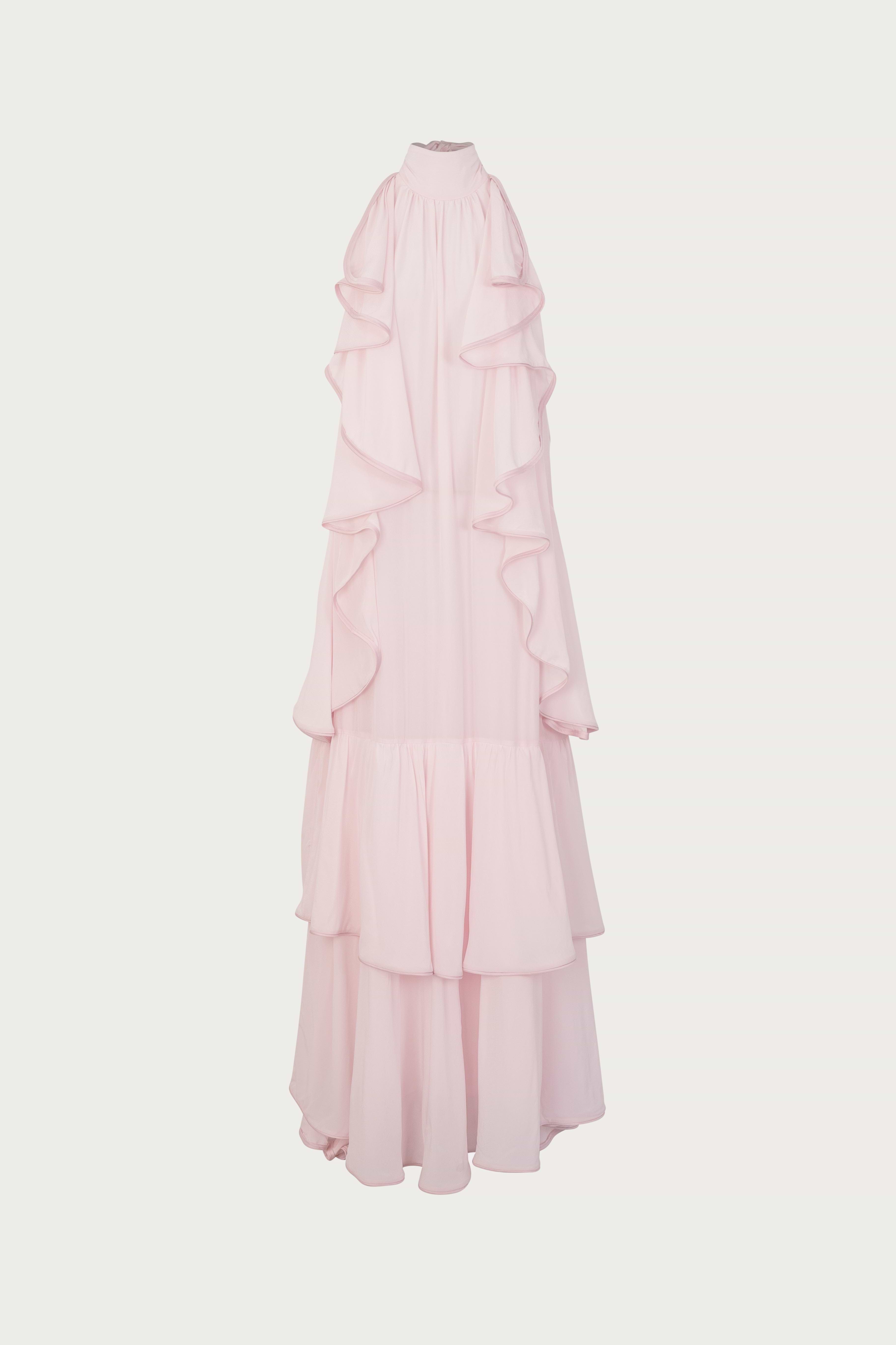 light pink dress with ruffles SAME Layered Chiffon Gown | Pale Pink