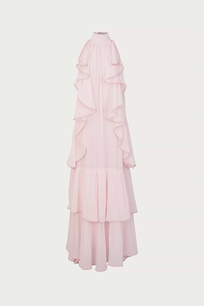 SAME Layered Chiffon Gown | Pale Pink