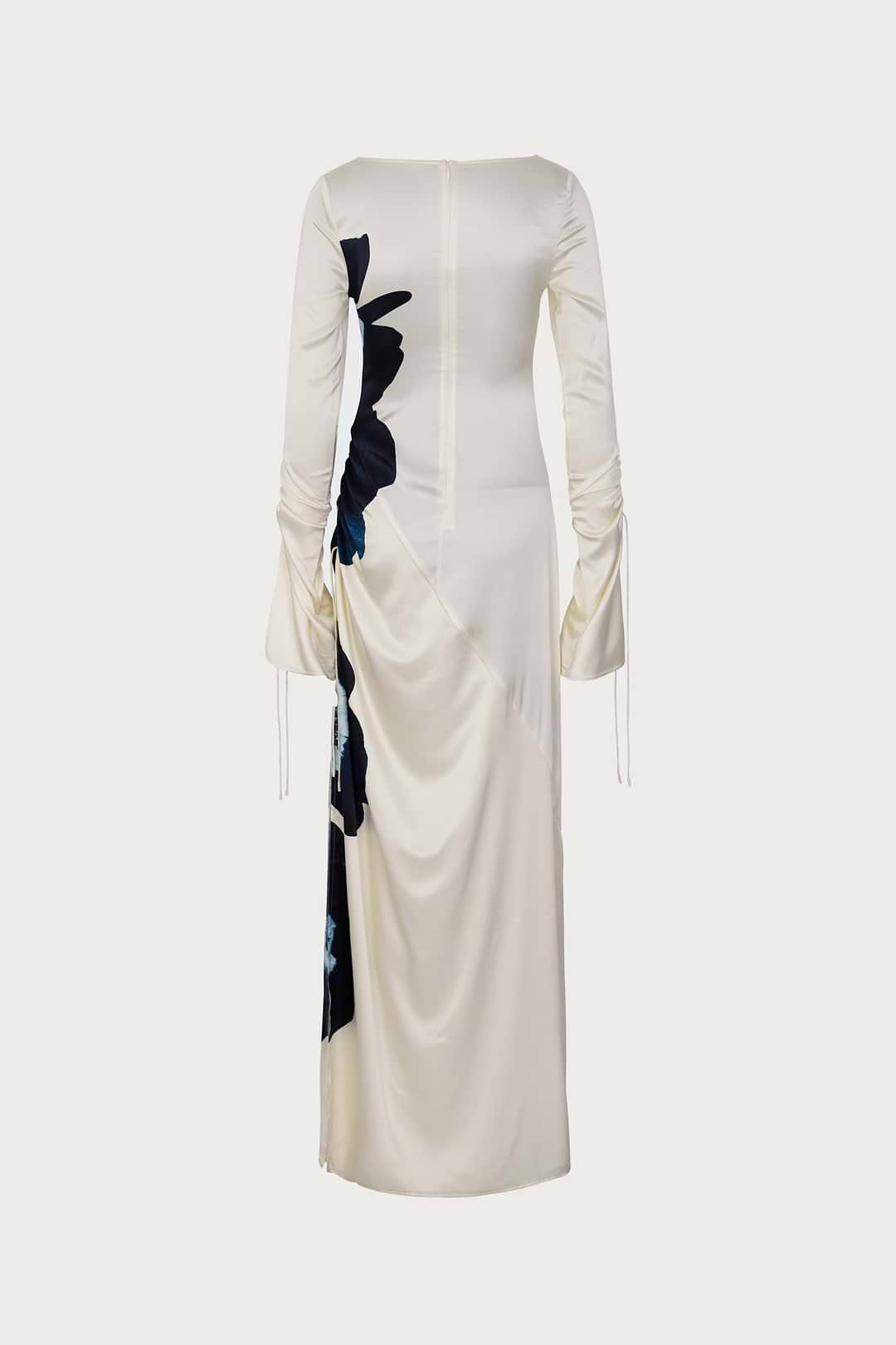 cream navy dress SAME Silk Floral Gown | Cream/Navy