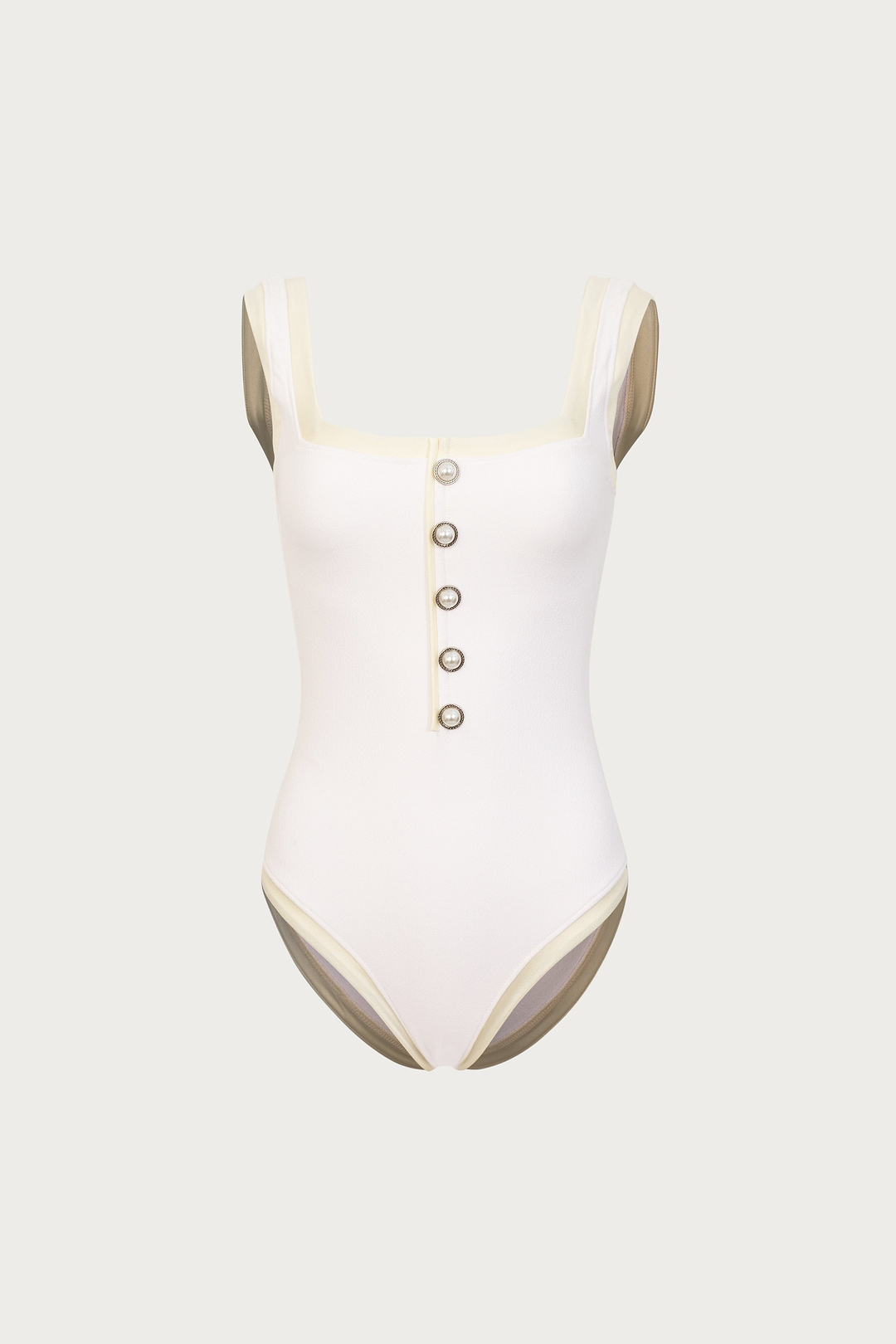 The Grace Tank One Piece (Faux Suede White/Cream)