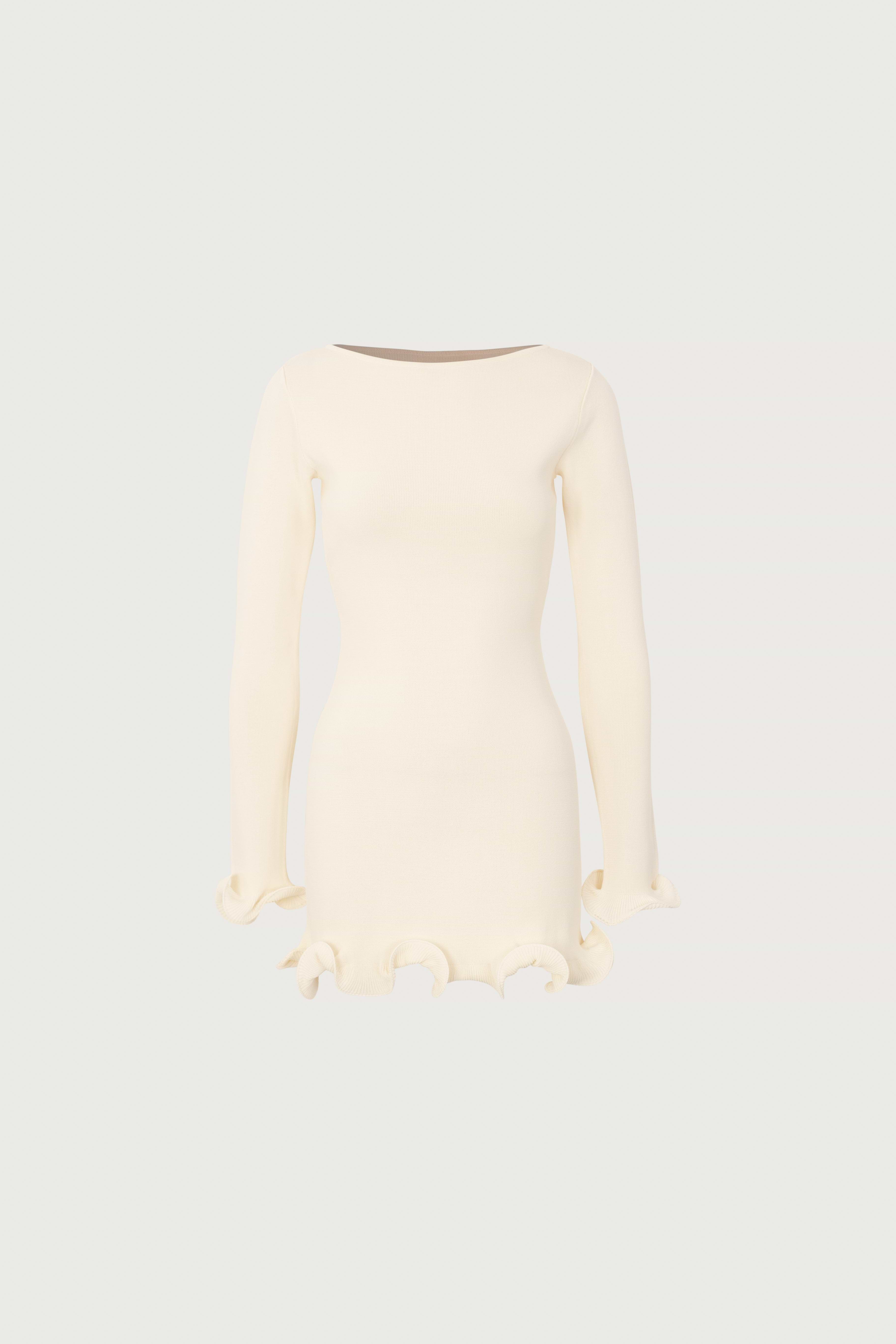 SAME Ruffle Hem Mini Dress | Cream