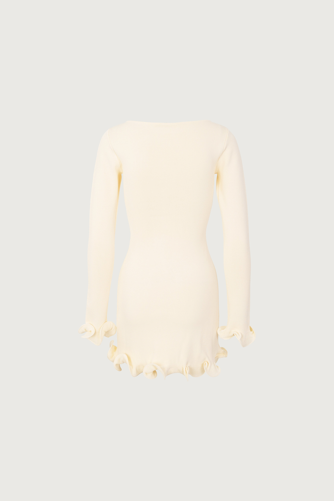 Ruffle Hem Mini Dress (Cream)