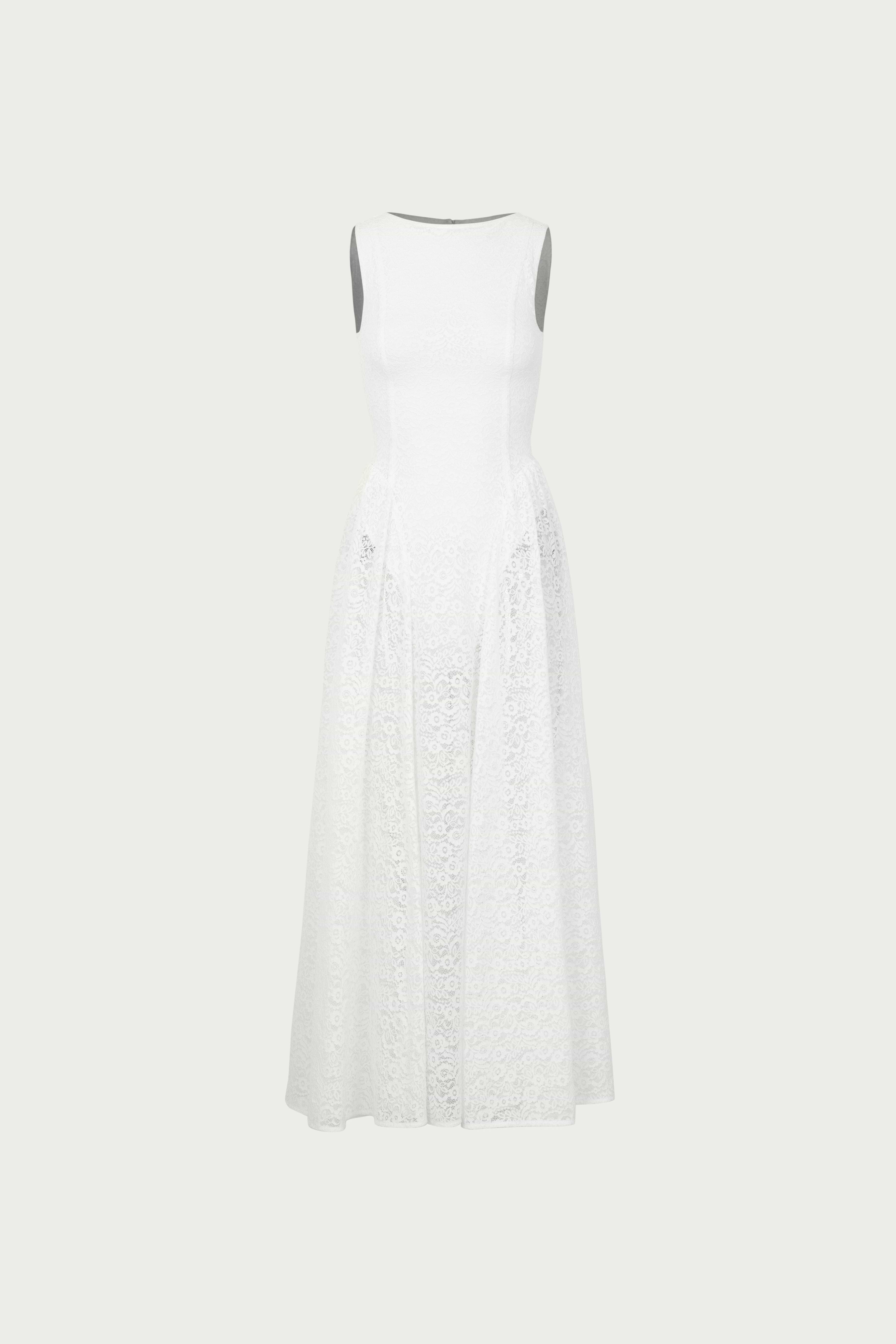 SAME French Lace Midi Dress | White
