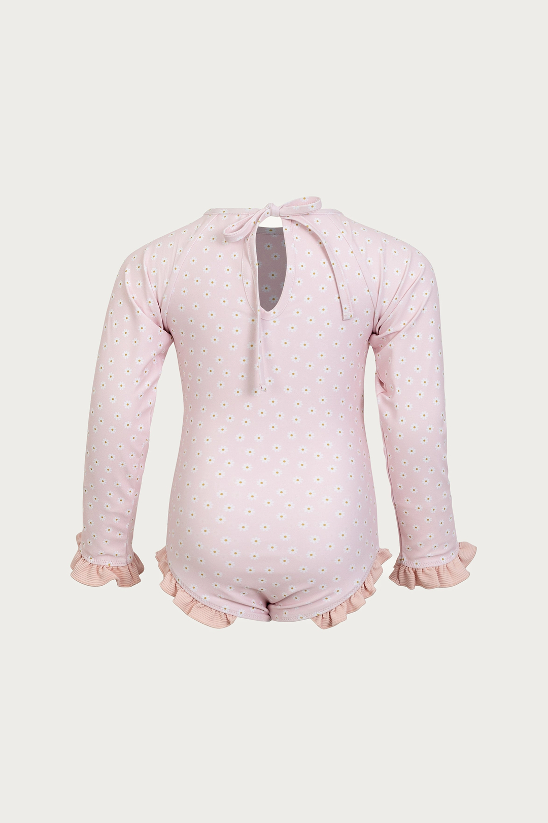 ruffle rashguard one piece (pink daisy)