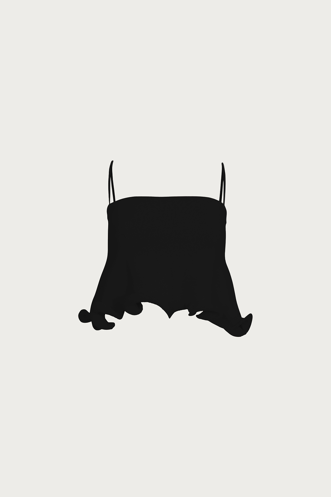 Ruffle Hem Crop Top (Black)