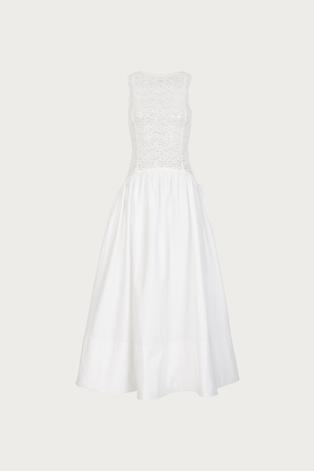 French Lace Poplin Dress (White)