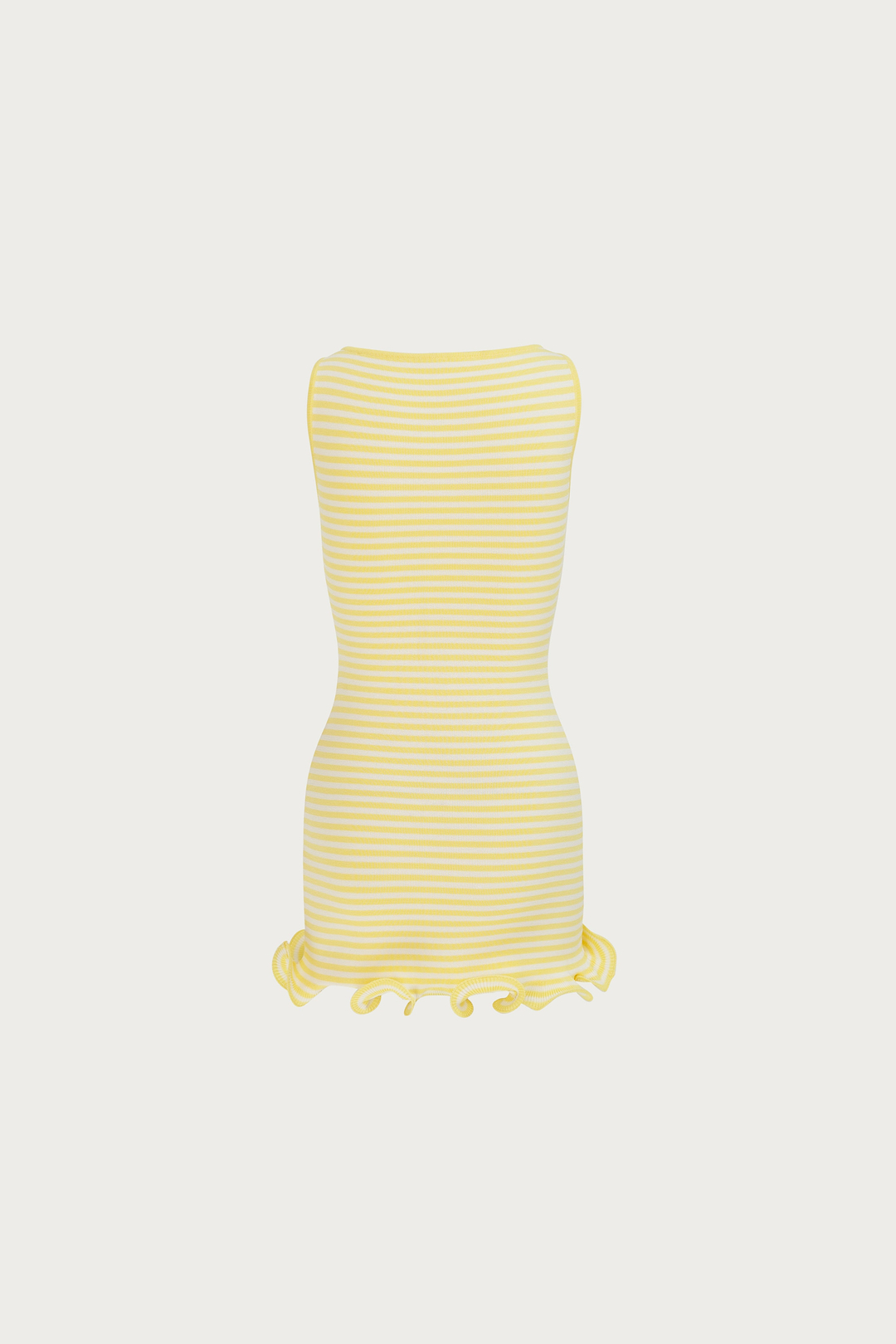 Ruffle Hem Tank Mini Dress (Butter Yellow Stripe)