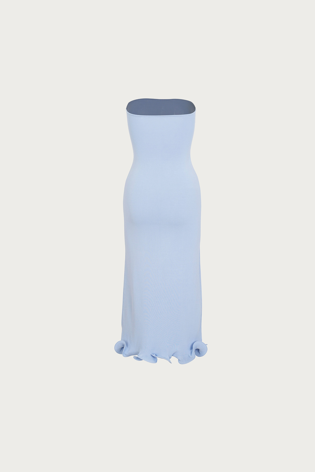 Ruffle Hem Strapless Dress (Light Blue)