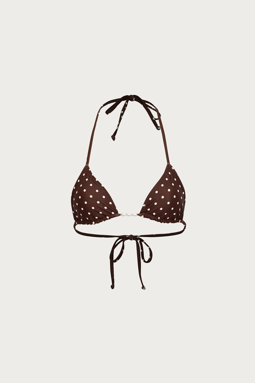Beaded Triangle Top (Brown Cream Polka Dot)