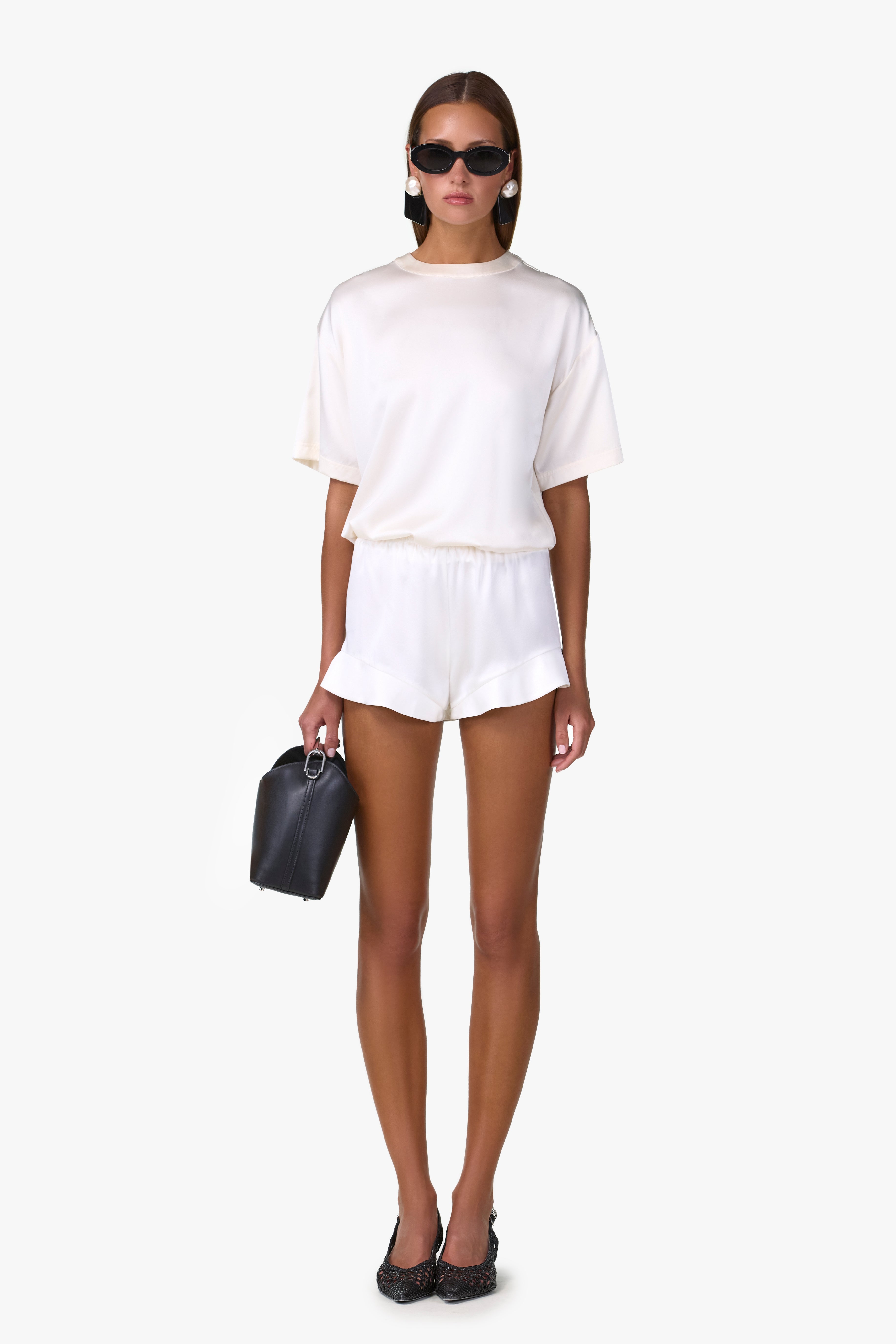 Silk Ruffle Short (Cream)