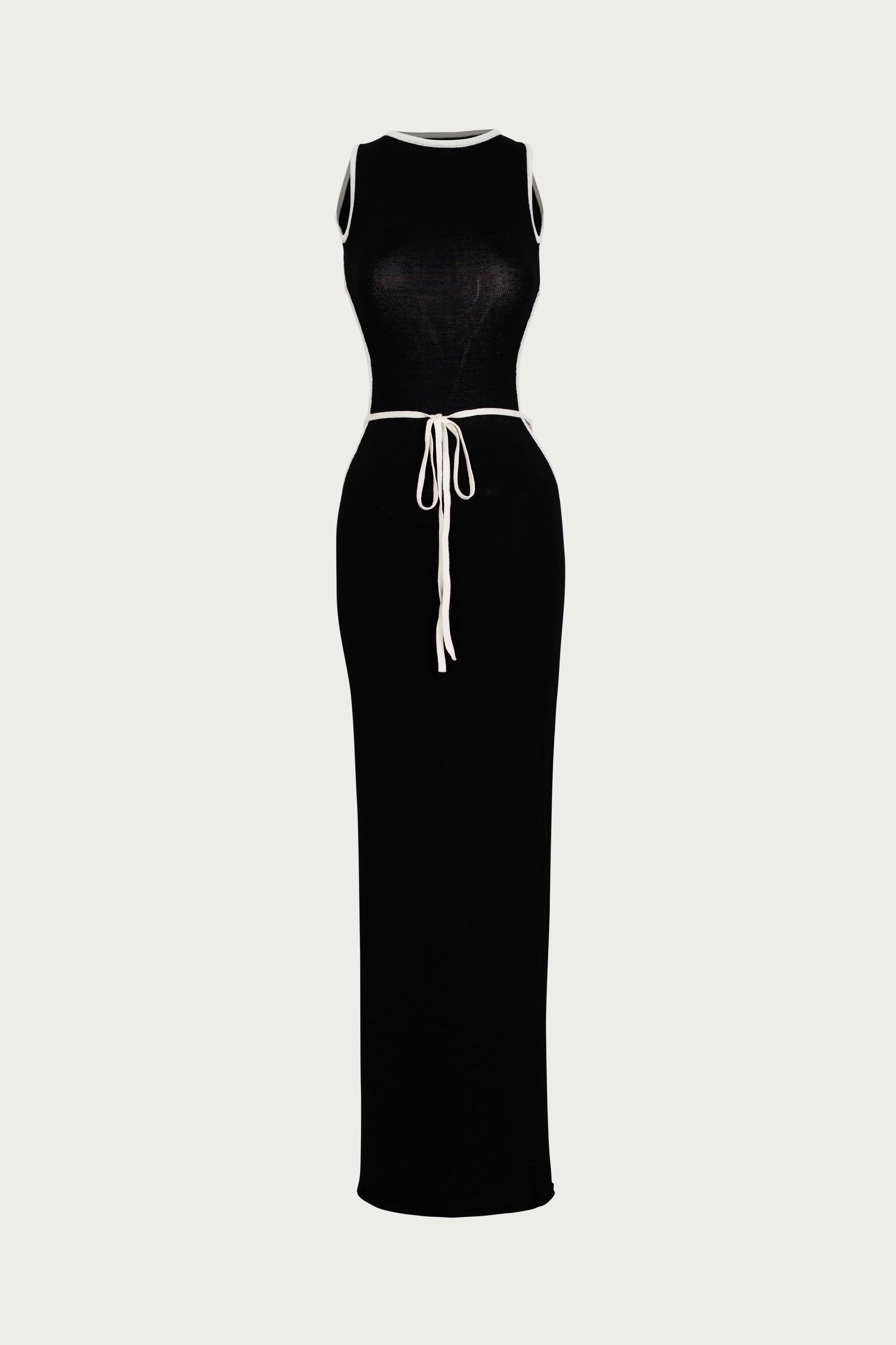 SAME Tie Maxi Dress | Black/Cream