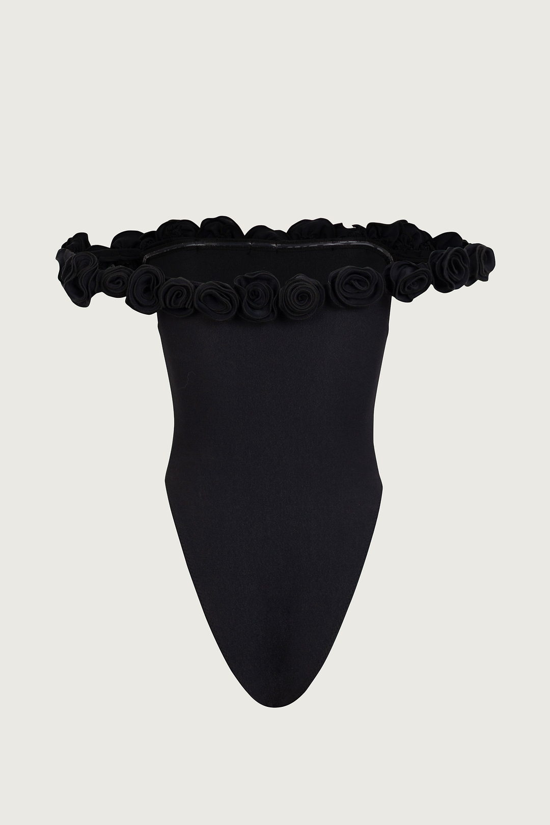 Rosette Off Shoulder One Piece (Faux Suede Black/Black)