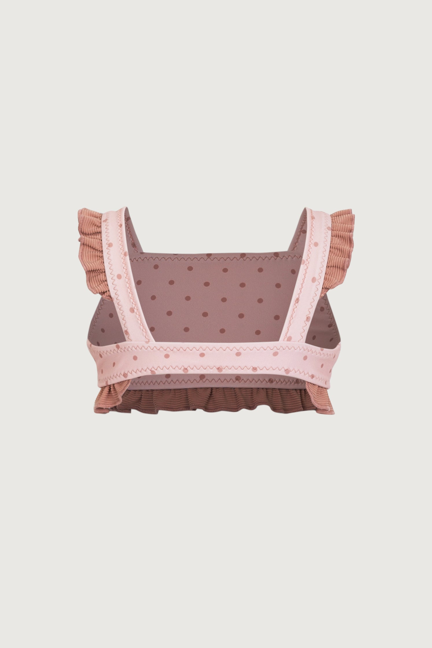 ruffle bandeau top (blush camel polka dot/camel)