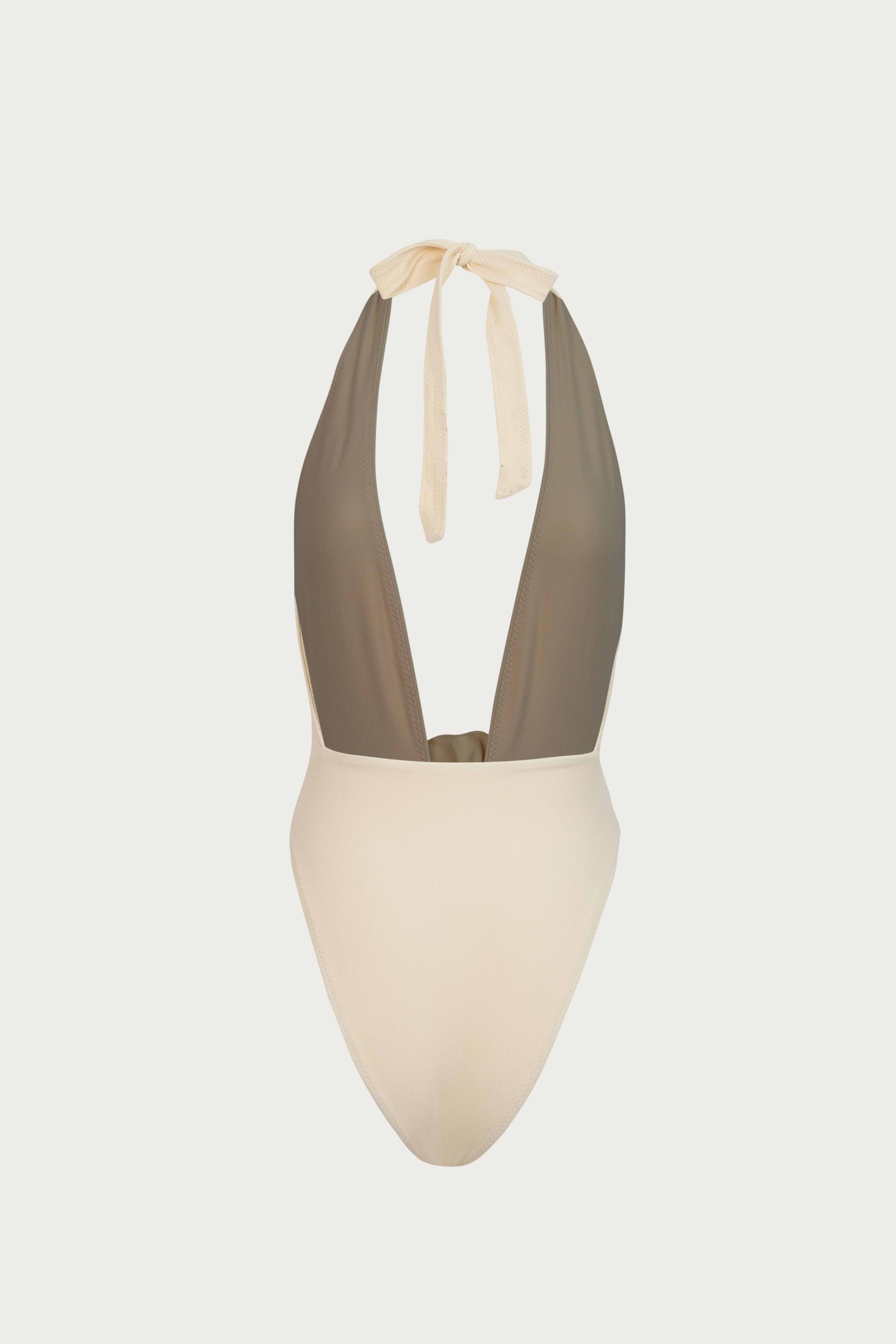 SAME Rose V One Piece | Faux Suede Cream/Cream