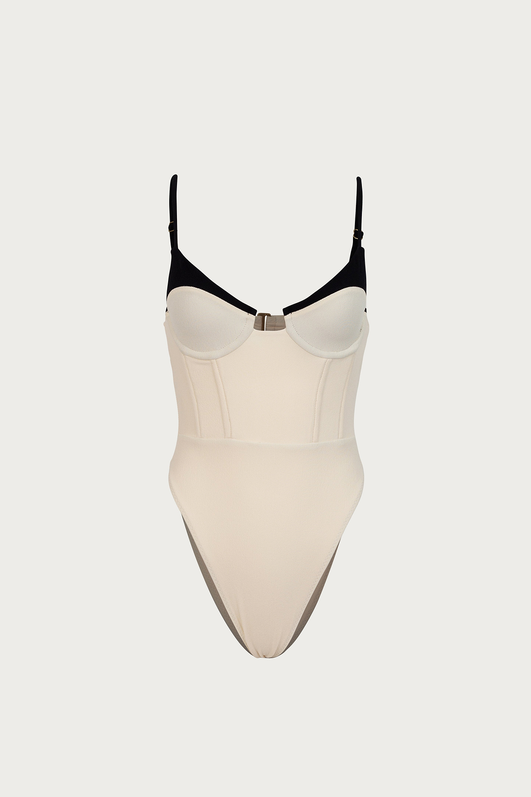 Double Layer Corset One Piece (Faux Suede Cream/Black)