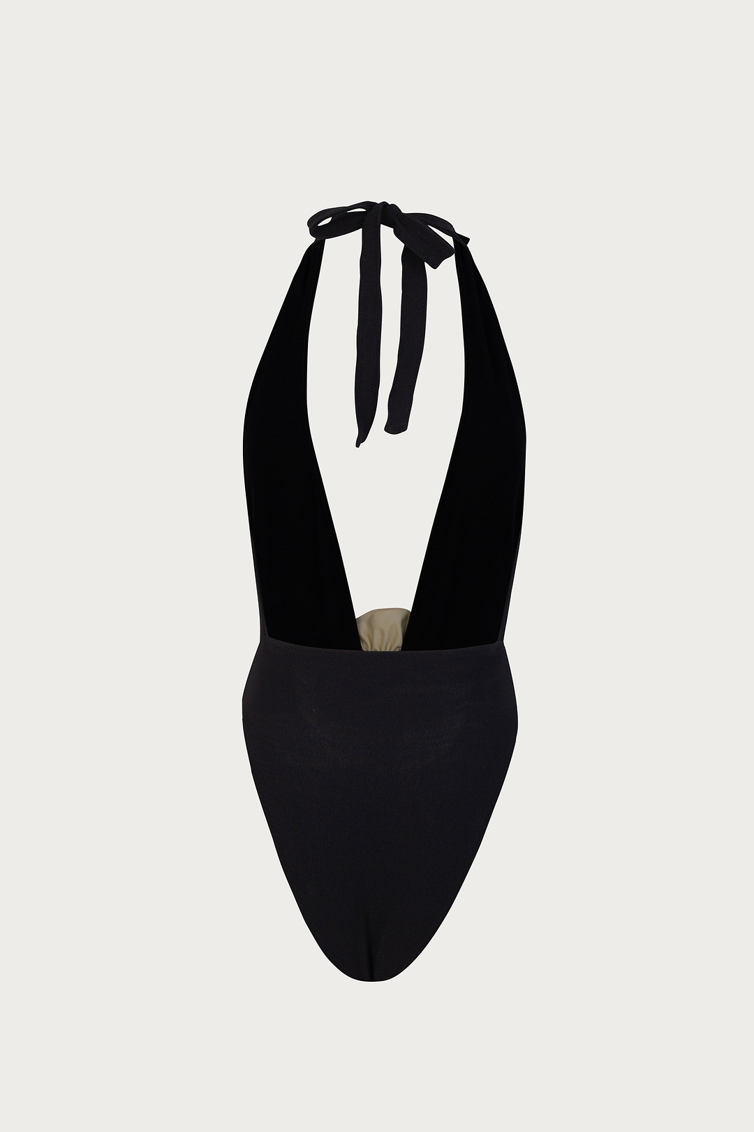 Rosette V One Piece (Faux Suede Black/Cream)