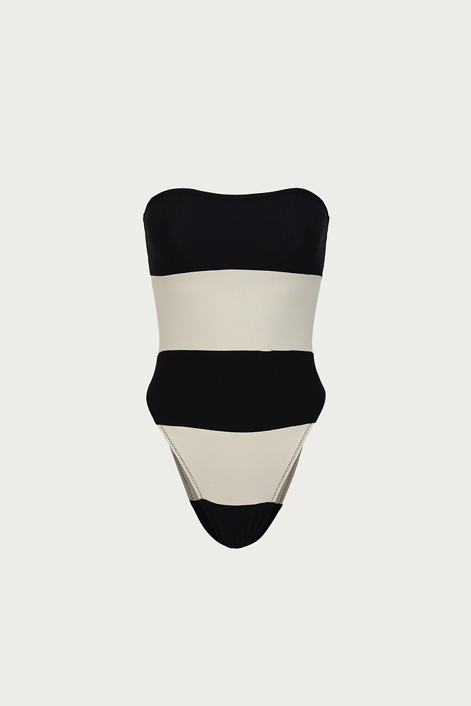 Stripe Strapless One Piece