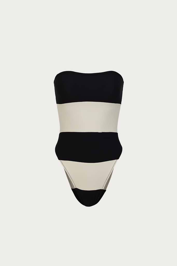 Stripe Strapless One Piece